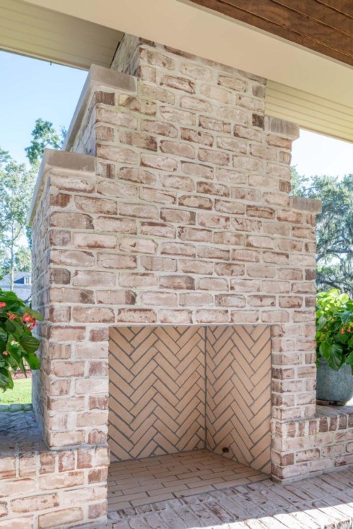 Outdoor brick fireplace